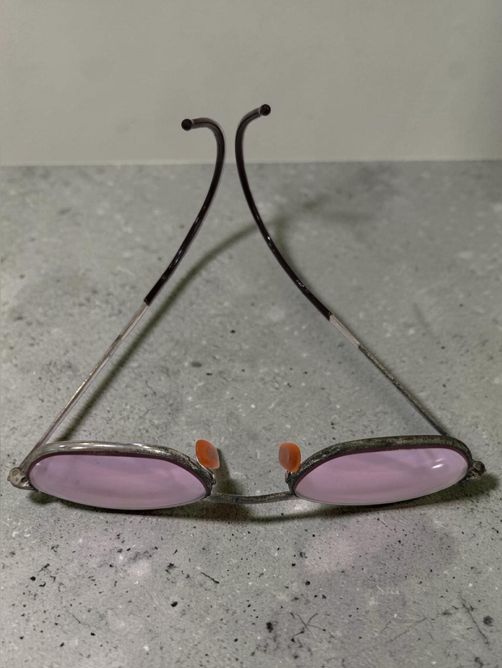 Vintage Metal Glasses with Tinted Purple Lenses